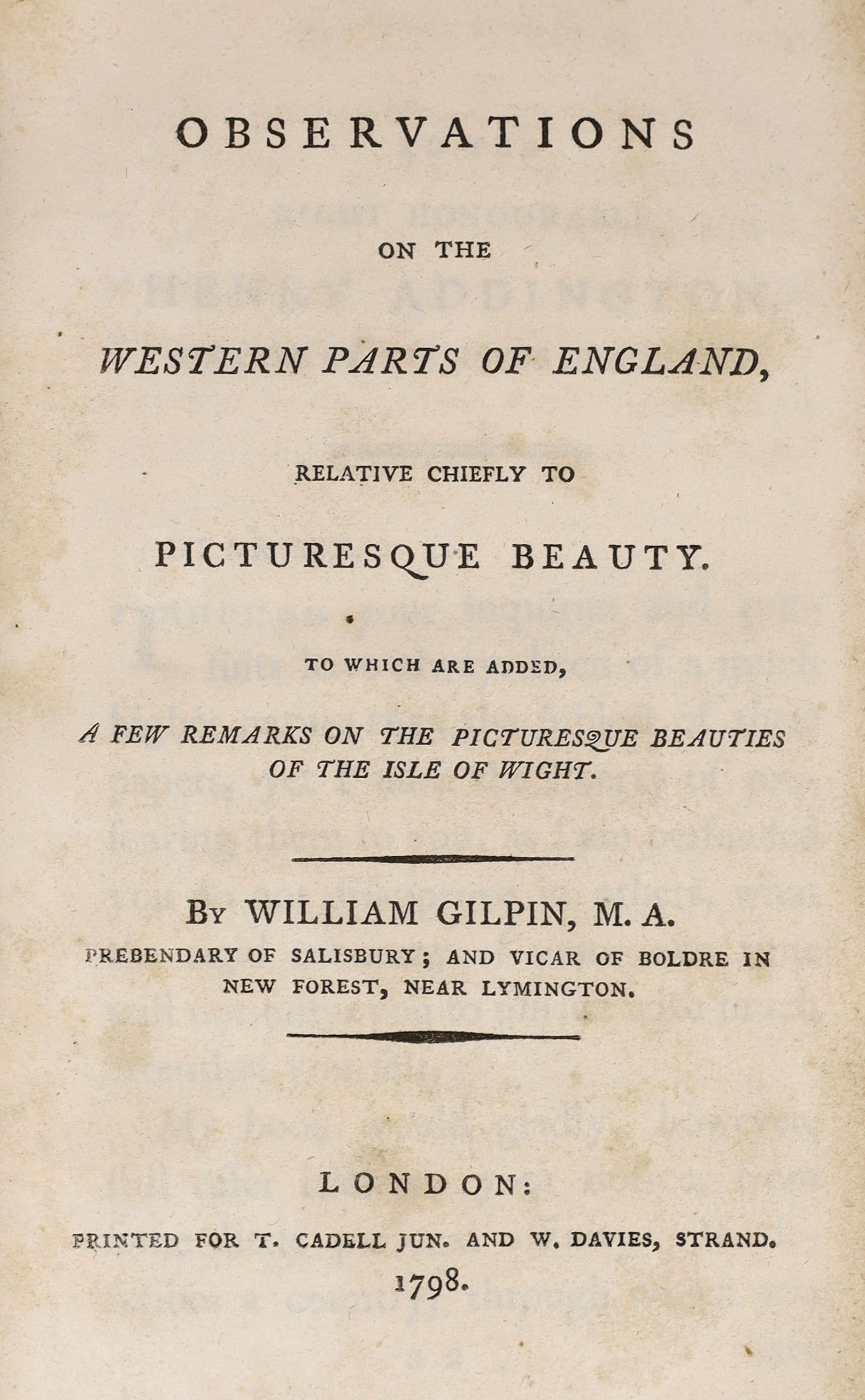 Gilpin, William - Observations on the Western Parts of England relative chiefly to Picturesque Beauty, 8vo, burr calf, with 18 tinted plates, T. Cadell & W. Davies, London, 1798